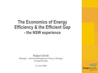 The Economics of Energy Efficiency &amp; the Efficient Gap - the NSW experience
