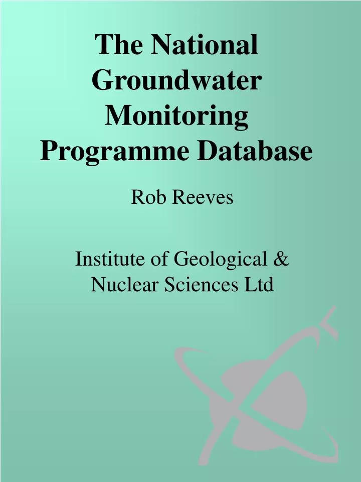 the national groundwater monitoring programme database