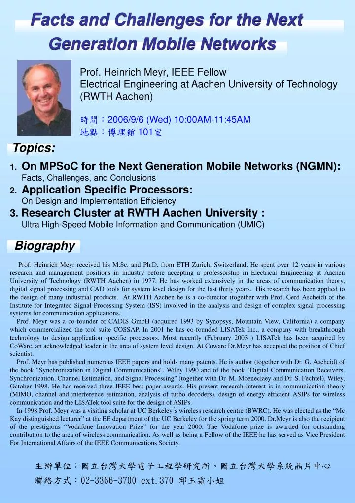 facts and challenges for the next generation mobile networks