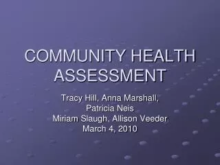 COMMUNITY HEALTH ASSESSMENT