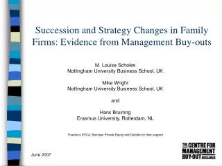 Succession and Strategy Changes in Family Firms: Evidence from Management Buy-outs