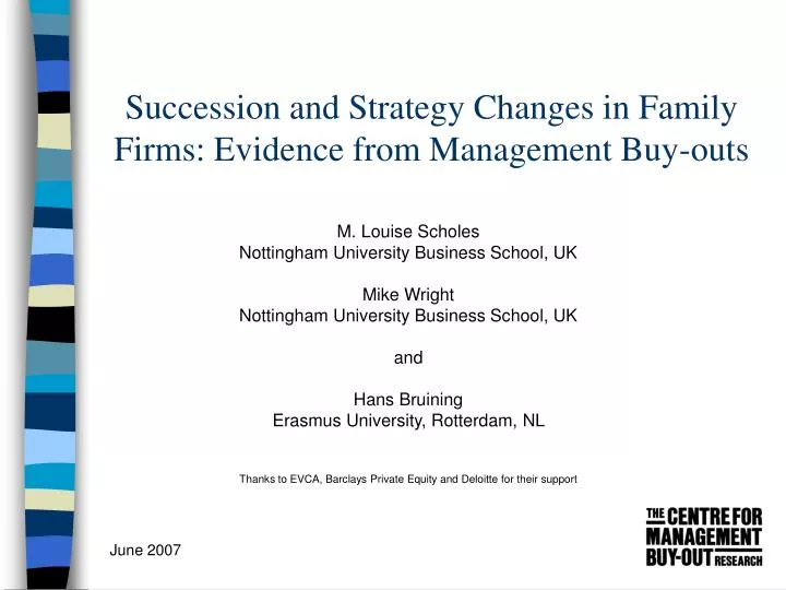 succession and strategy changes in family firms evidence from management buy outs