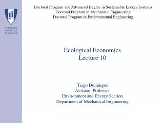 Ecological Economics Lecture 10
