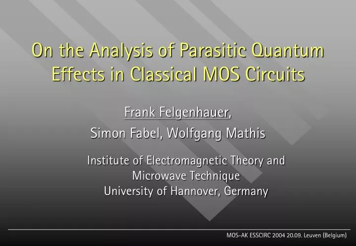 on the analysis of parasitic quantum effects in classical mos circuits