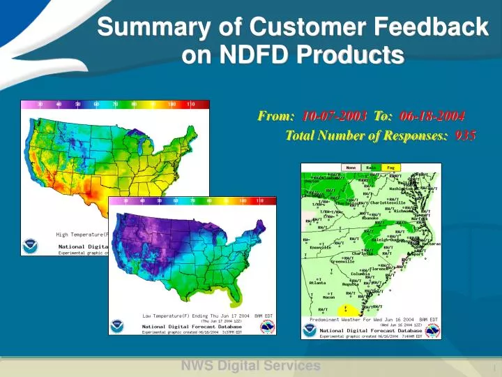 summary of customer feedback on ndfd products