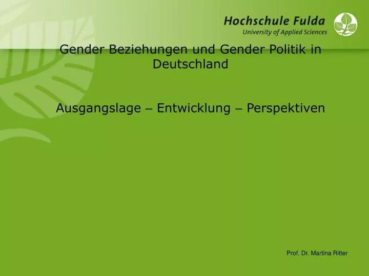 gender beziehungen und gender politik in deutschland ausgangslage entwicklung perspektiven