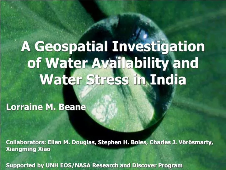 a geospatial investigation of water availability and water stress in india