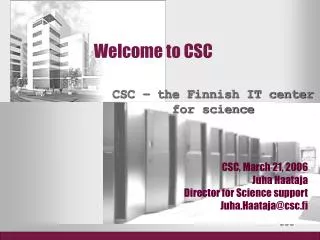 Welcome to CSC