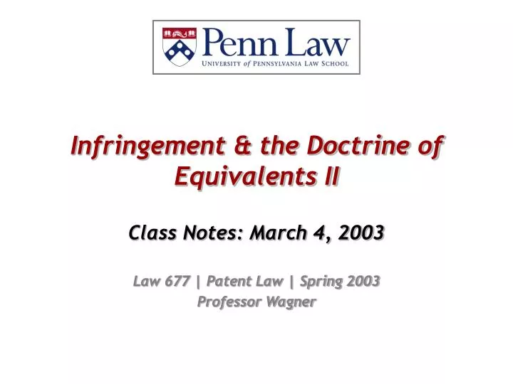 infringement the doctrine of equivalents ii