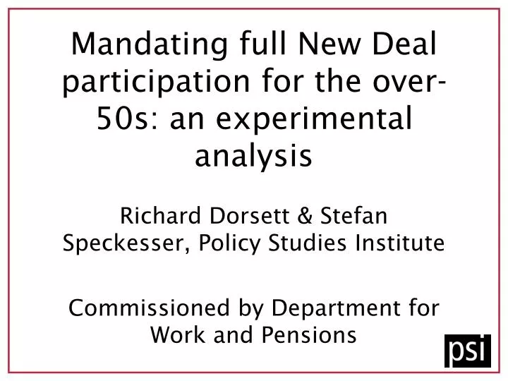 mandating full new deal participation for the over 50s an experimental analysis