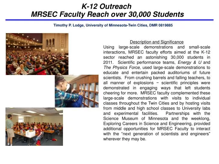 k 12 outreach mrsec faculty reach over 30 000 students