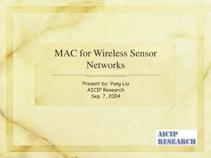 mac for wireless sensor networks