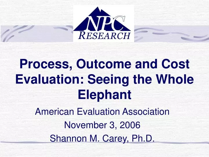 process outcome and cost evaluation seeing the whole elephant