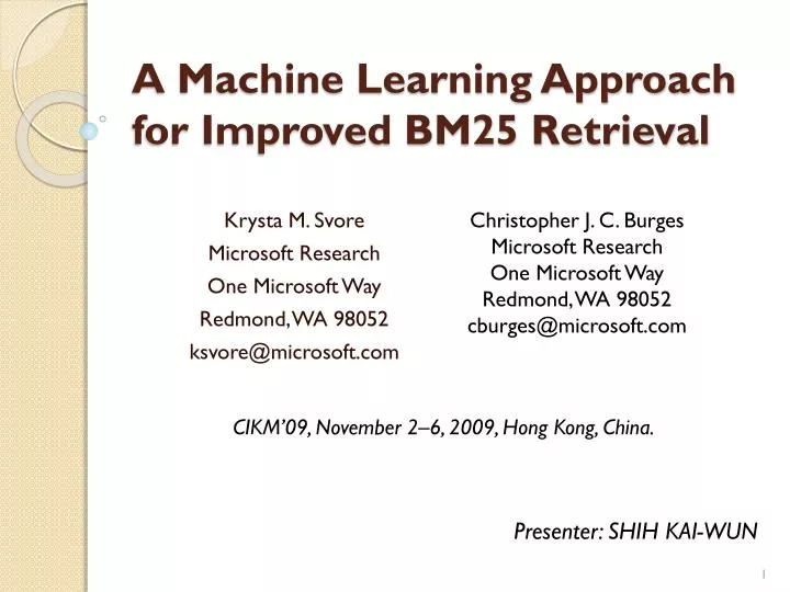 a machine learning approach for improved bm25 retrieval