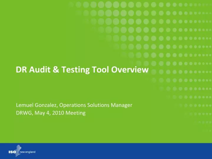 dr audit testing tool overview
