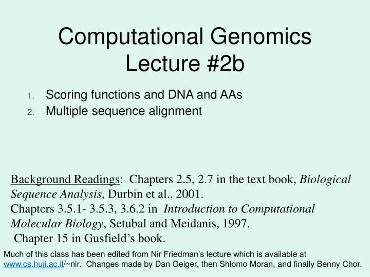 computational genomics lecture 2b
