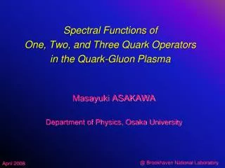 Spectral Functions of One, Two, and Three Quark Operators in the Quark-Gluon Plasma