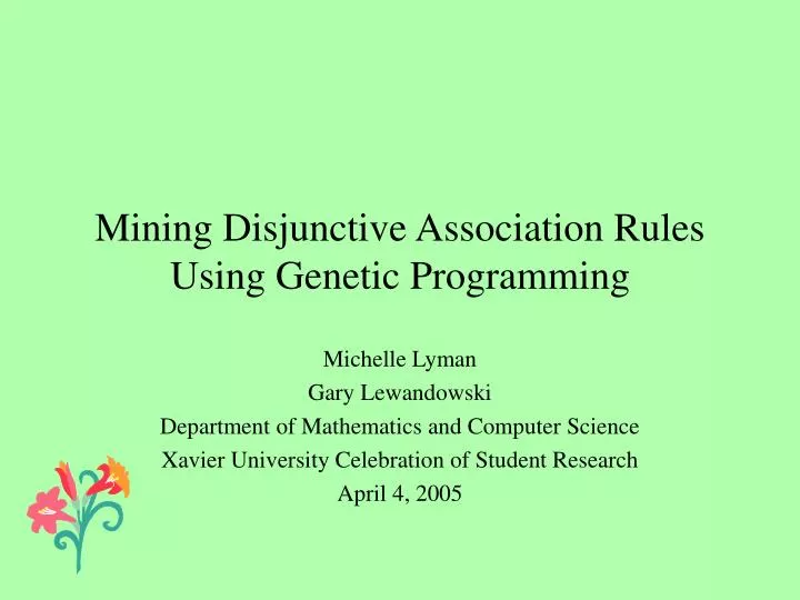 mining disjunctive association rules using genetic programming