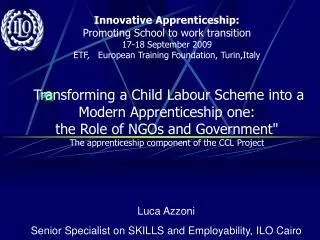 Luca Azzoni Senior Specialist on SKILLS and Employability, ILO Cairo