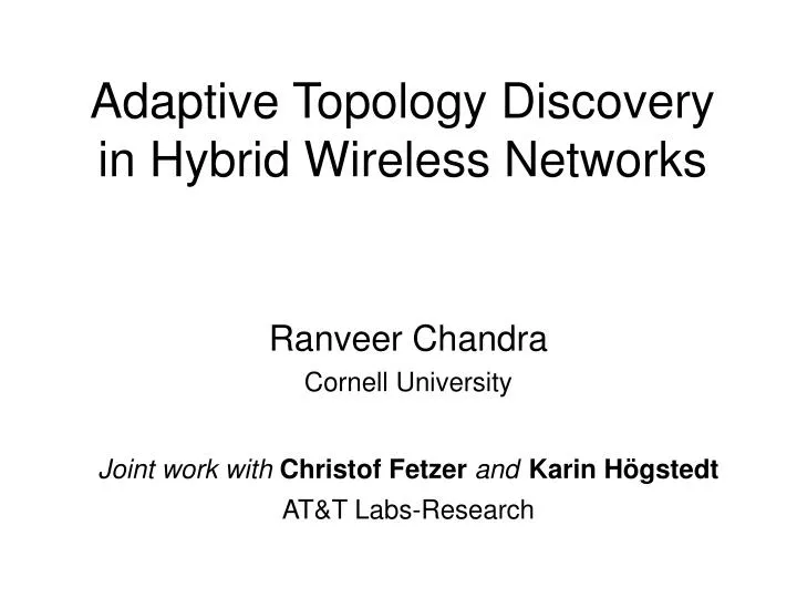 adaptive topology discovery in hybrid wireless networks