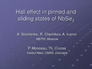 Hall effect in pinned and sliding states of NbSe 3
