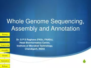 Whole Genome Sequencing, Assembly and Annotation