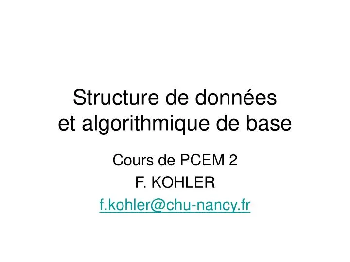 structure de donn es et algorithmique de base