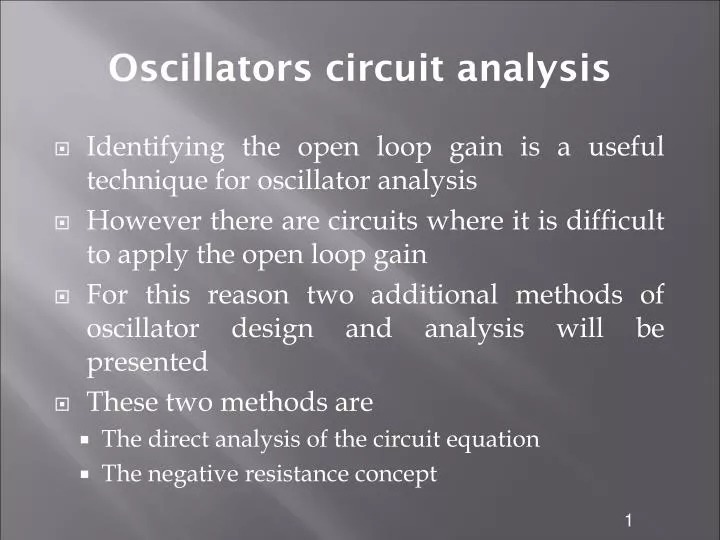 oscillators circuit analysis