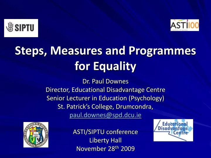 steps measures and programmes for equality