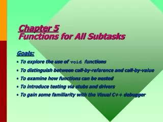 Chapter 5 Functions for All Subtasks