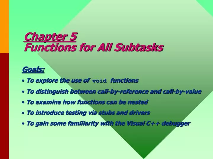 chapter 5 functions for all subtasks