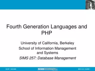 Fourth Generation Languages and PHP