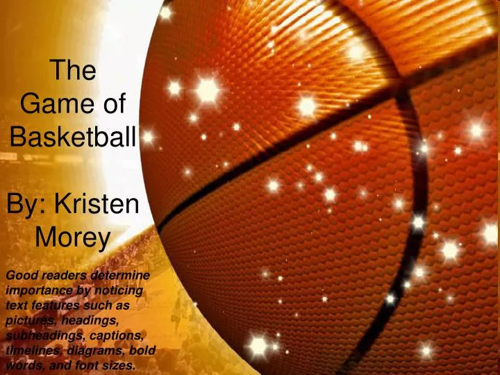 the game of basketball by kristen morey