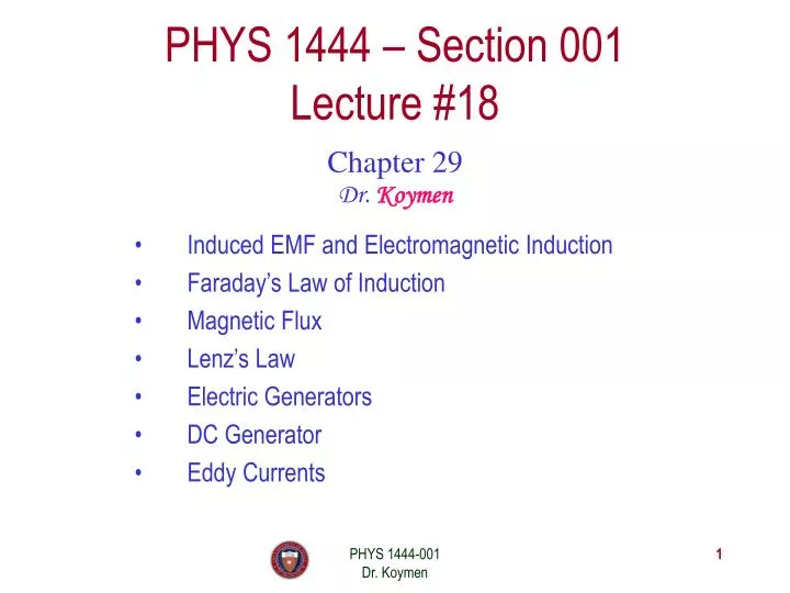 phys 1444 section 001 lecture 18