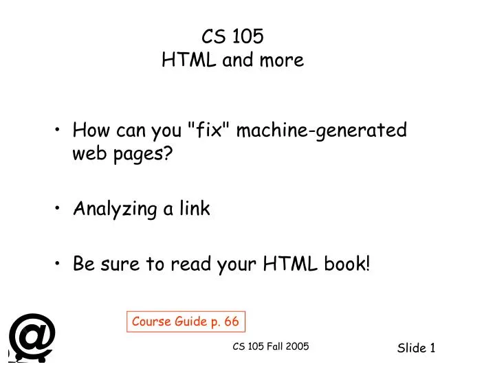 cs 105 html and more