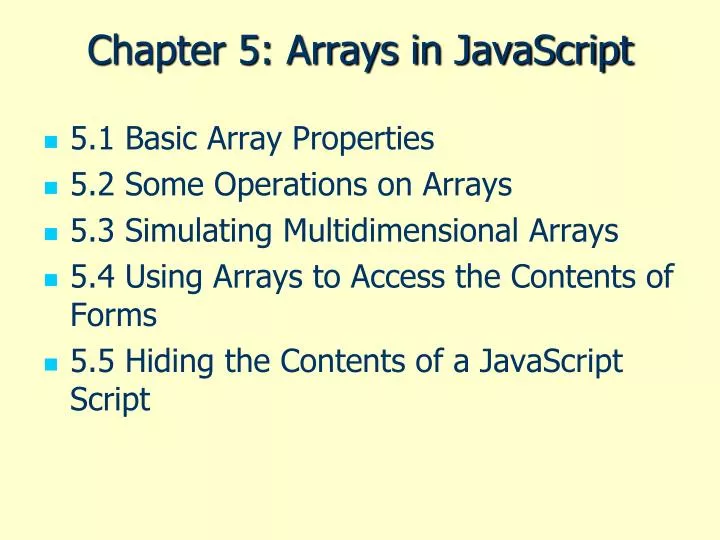 chapter 5 arrays in javascript