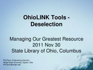 OhioLINK Tools - Deselection