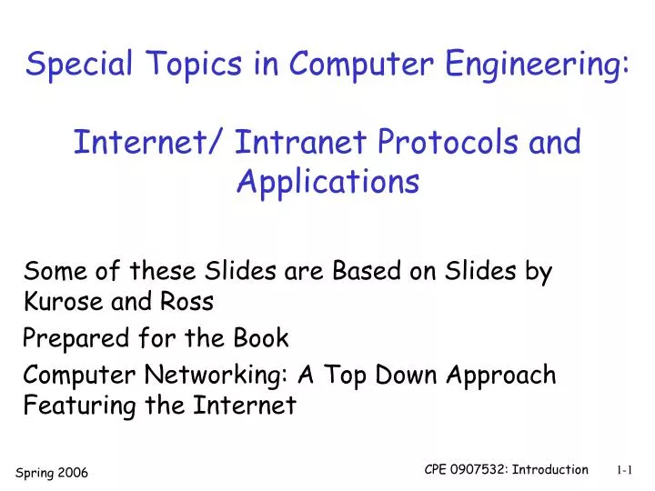 special topics in computer engineering internet intranet protocols and applications