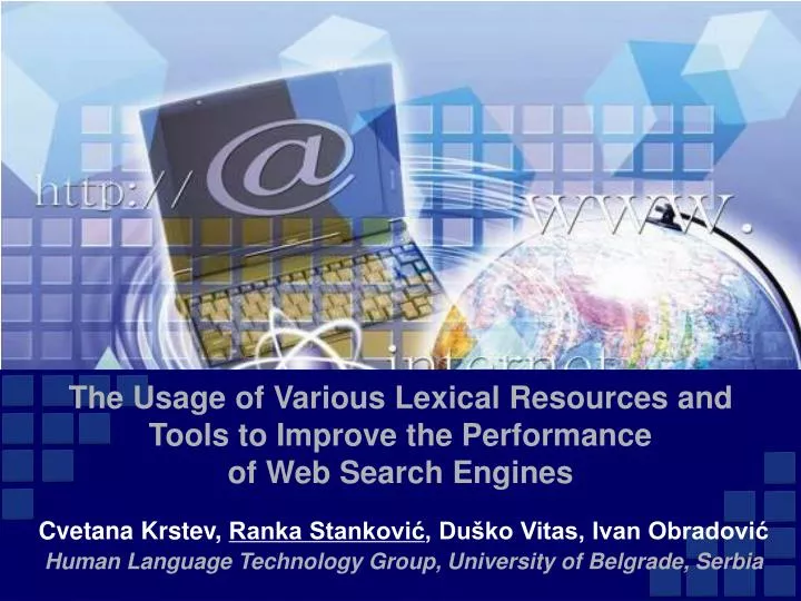 the usage of various lexical resources and tools to improve the performance of web search engines