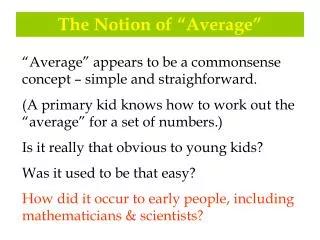 The Notion of “Average”