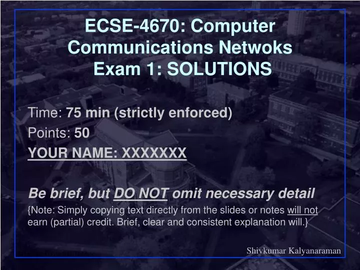 ecse 4670 computer communications netwoks exam 1 solutions