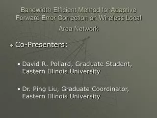 Bandwidth-Efficient Method for Adaptive Forward Error Correction on Wireless Local Area Network