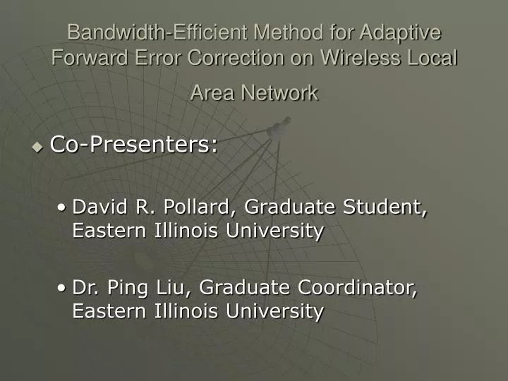 bandwidth efficient method for adaptive forward error correction on wireless local area network