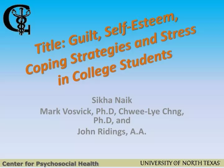 title guilt self esteem coping strategies and stress in college students