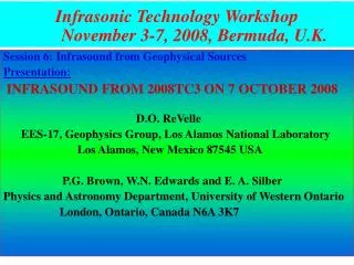 Infrasonic Technology Workshop November 3-7, 2008, Bermuda, U.K.
