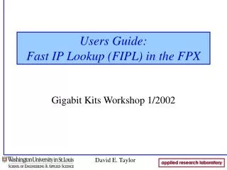 Users Guide: Fast IP Lookup (FIPL) in the FPX