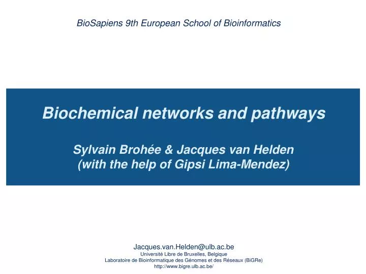 biosapiens 9th european school of bioinformatics