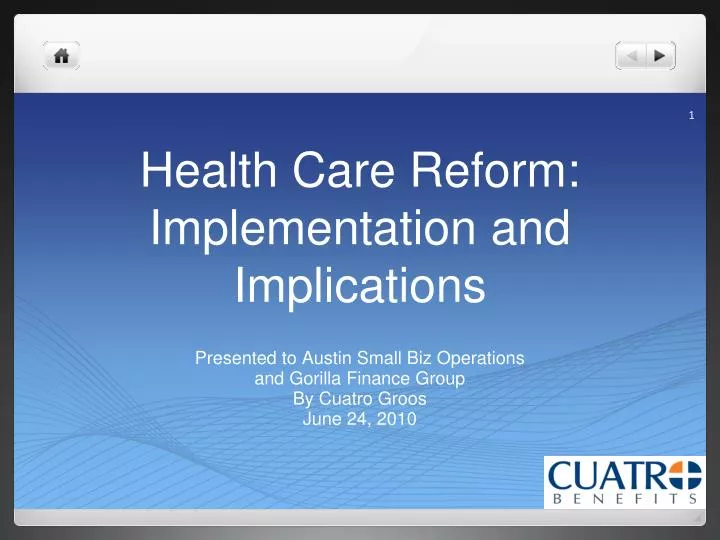 health care reform implementation and implications