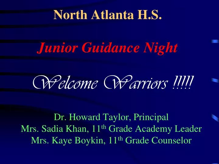 north atlanta h s junior guidance night