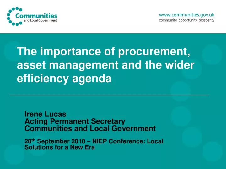 the importance of procurement asset management and the wider efficiency agenda